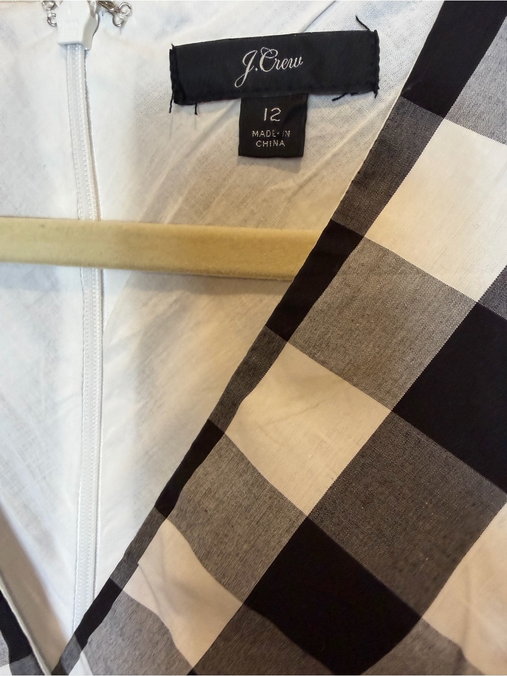J. Crew | Black & White Gingham Wrap Midi Dress with Tie Waist | Size 12 - Picture 4 of 5